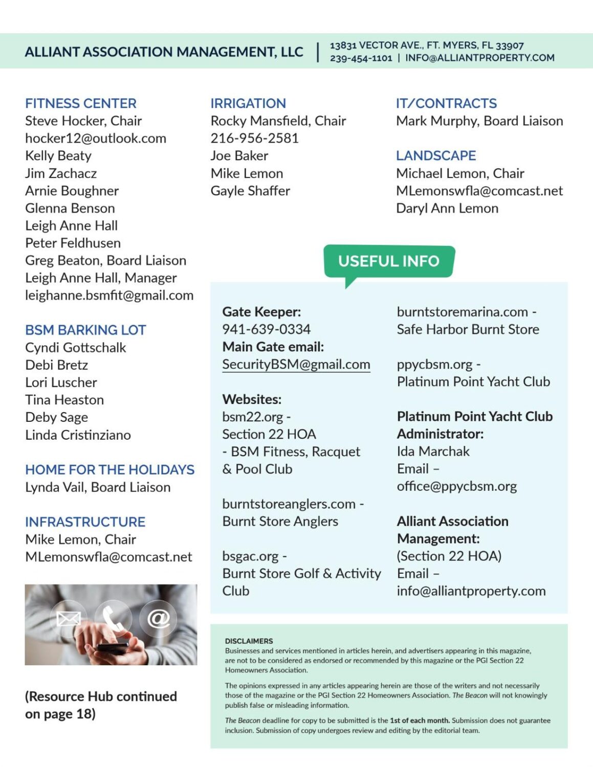 Resource Hub page 2 - committees, useful info and websites