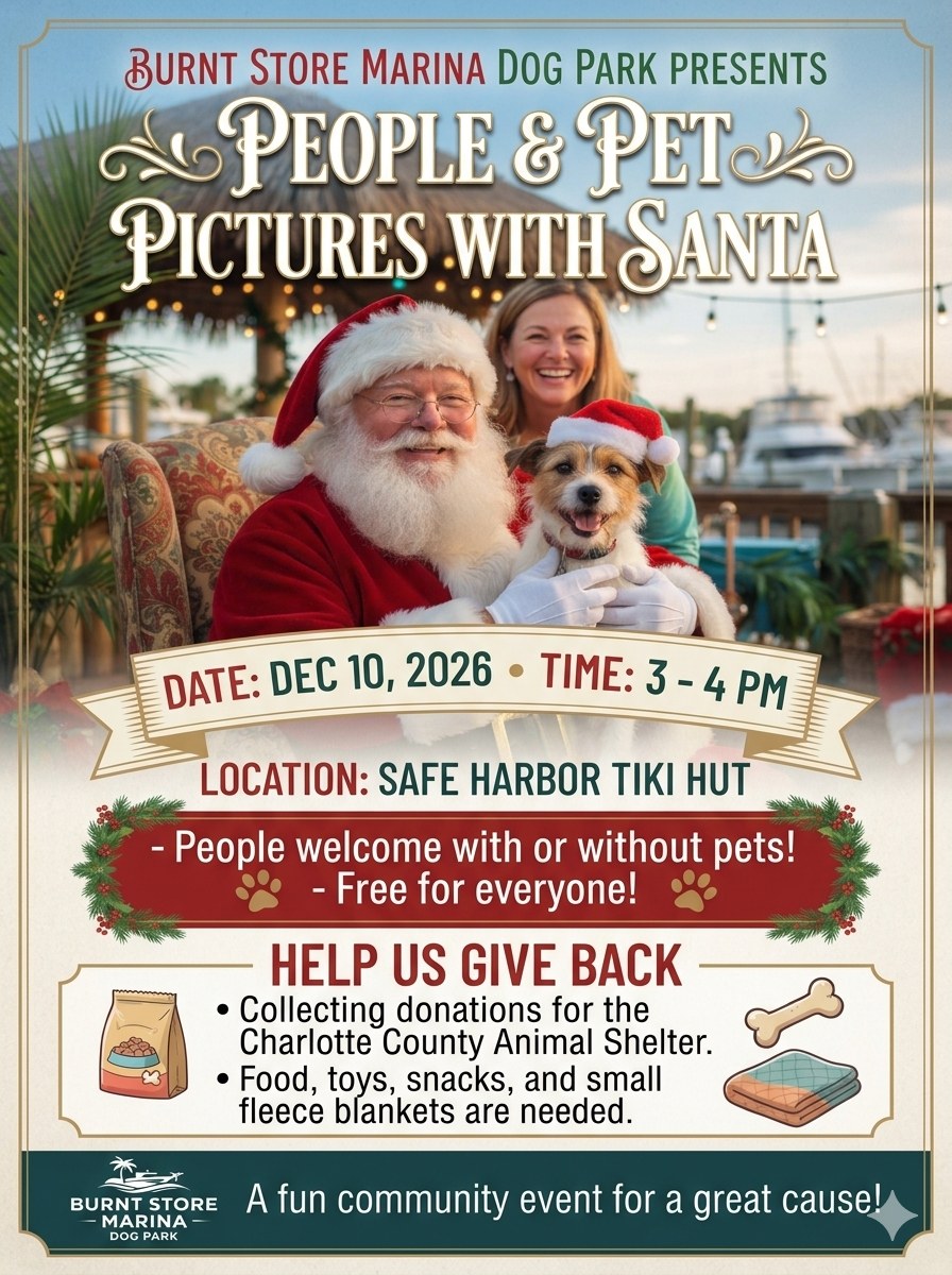 Burnt Store Marina Dog Park People and Pet Pictures with Santa flyer